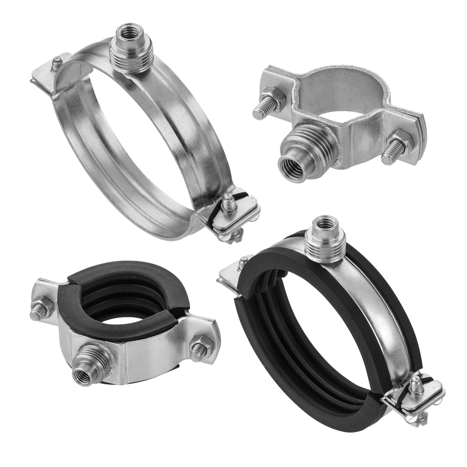 Rohrklammern mit Kombi-Anschluss metrisch/Zoll