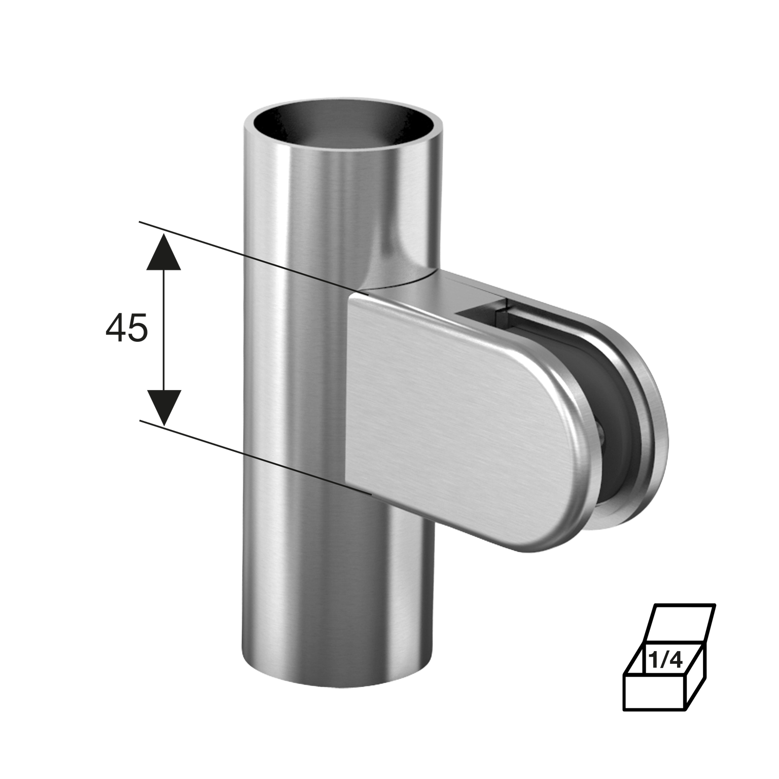 Glashalter, halbrund, Zink, Edelstahl finish, geschliffen