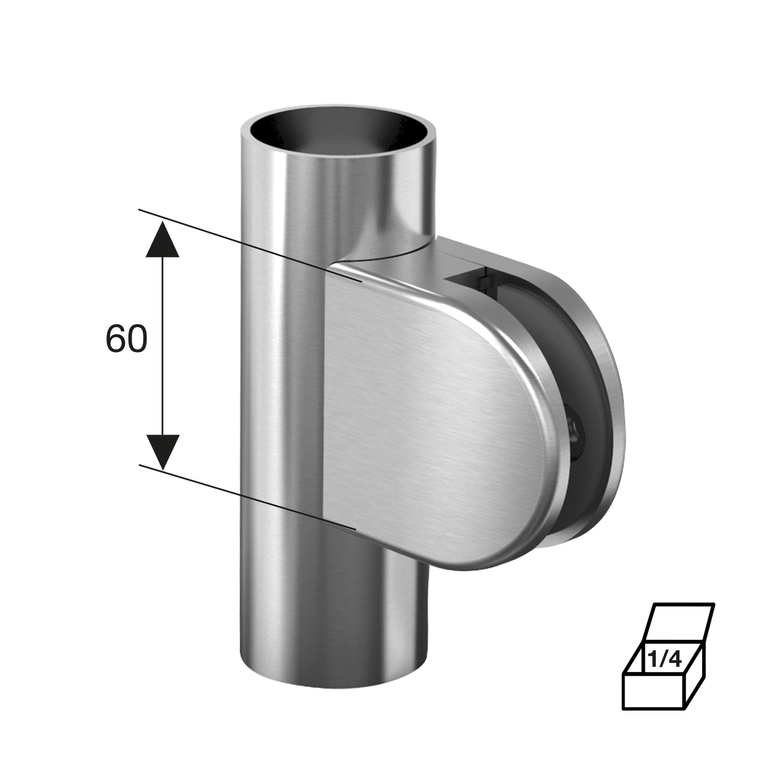 Glashalter, halbrund, Zink, Edelstahl finish, geschliffen