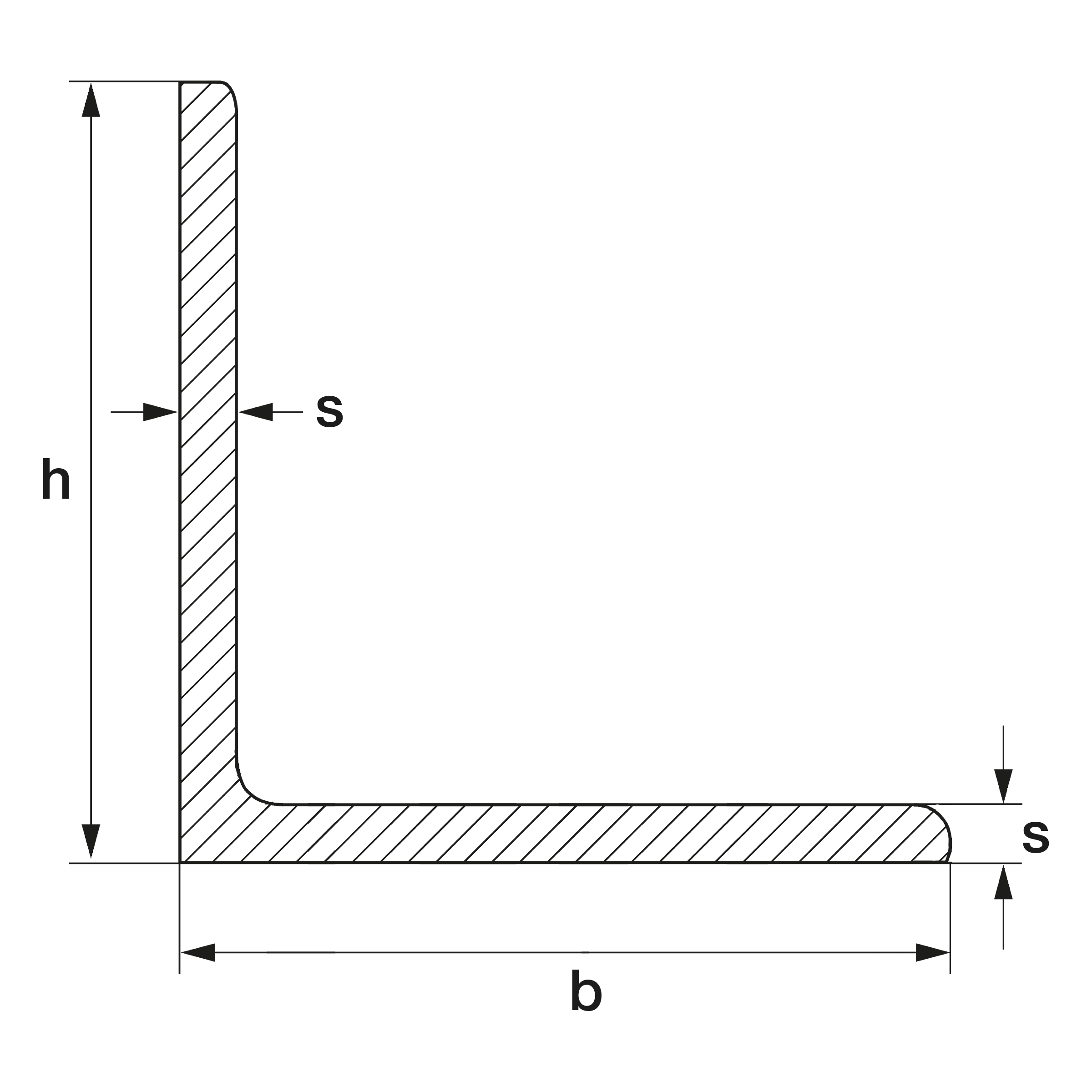 Winkelstahl, warmgewalzt, allseitig geschliffen Korn 320, ohne