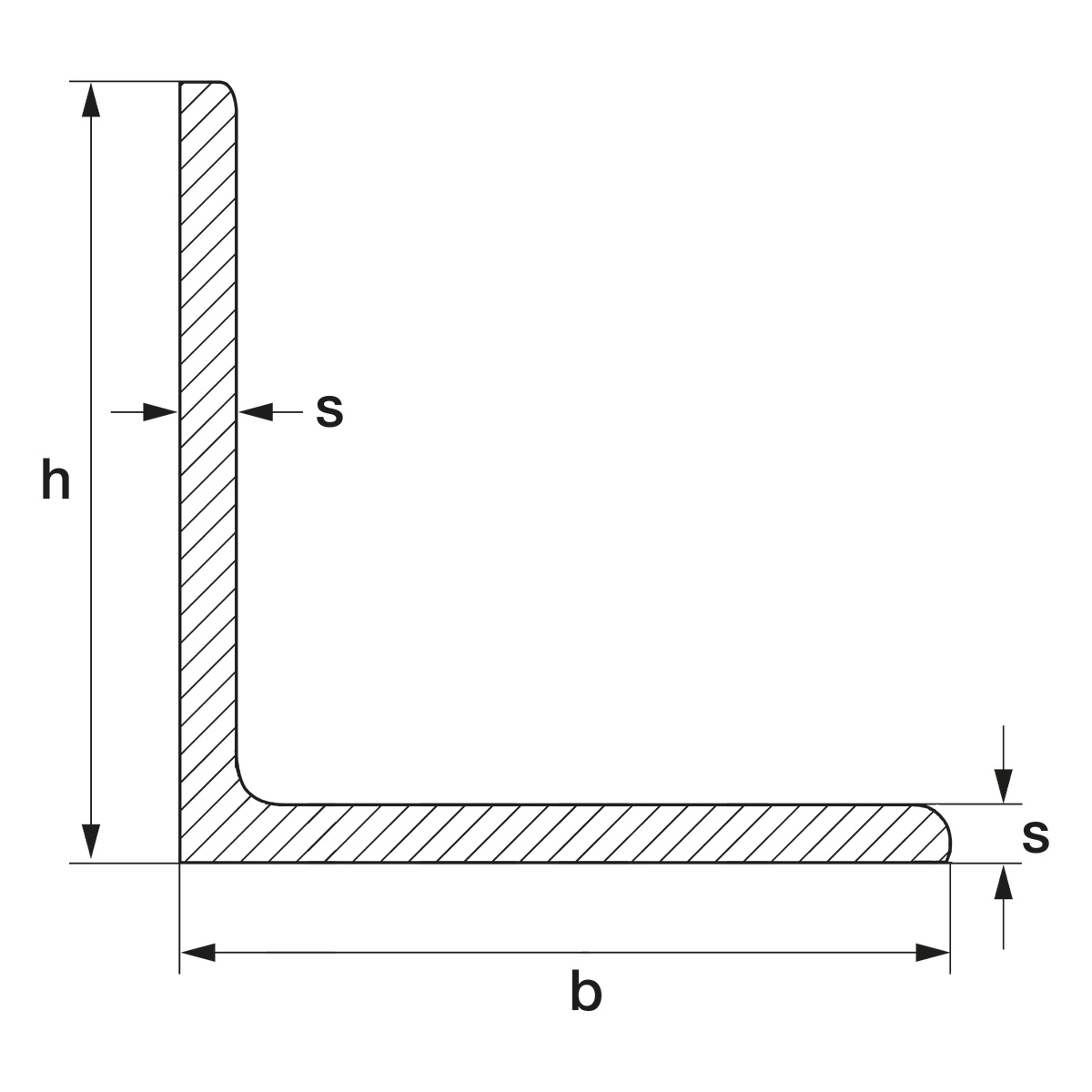 Winkelstahl, warmgewalzt, allseitig geschliffen Korn 320, ohne